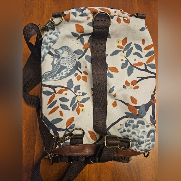 Anvanda floral/bird 5 in 1 convertible backpack bag messenger - Picture 8 of 13